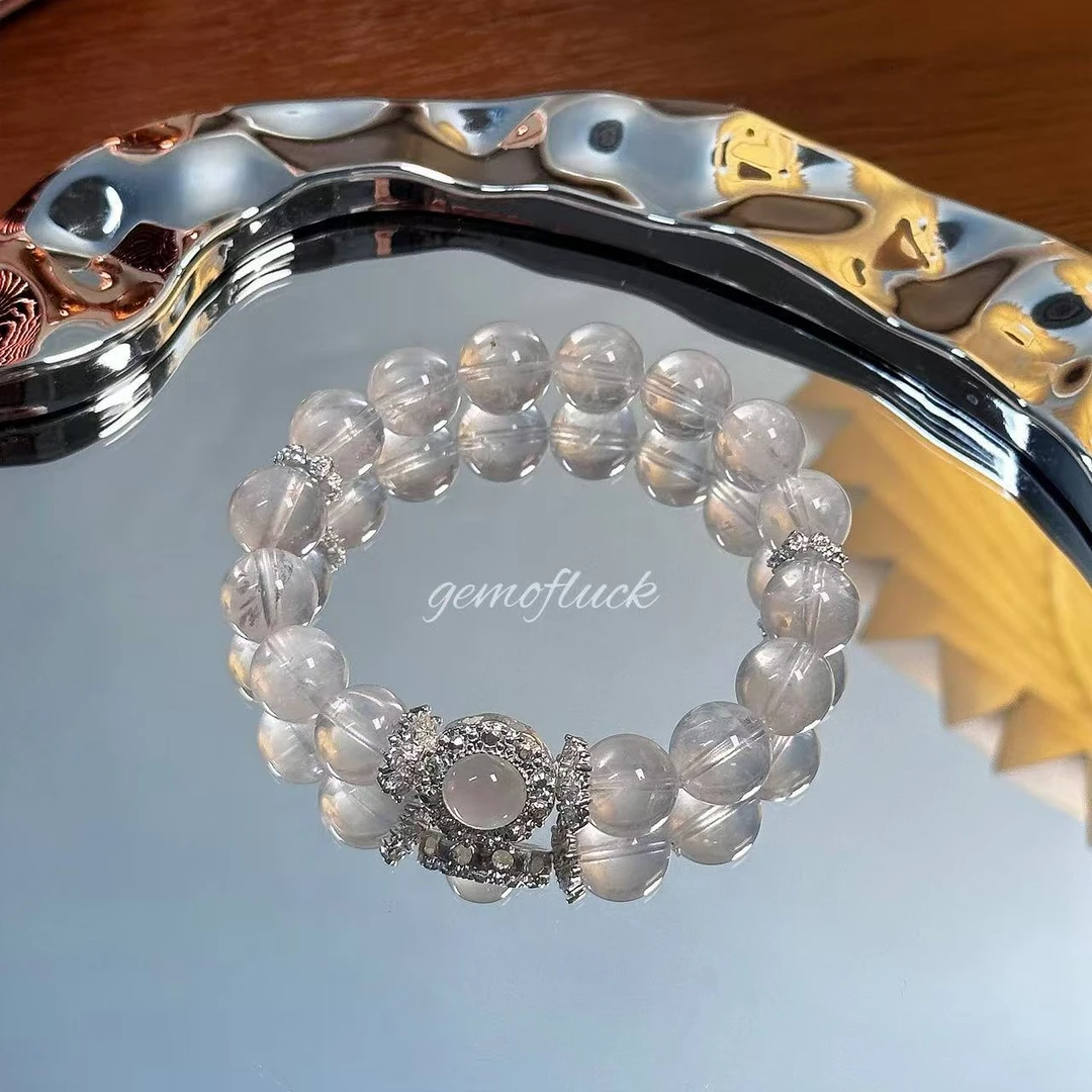 xy335-星光魔盒奶白晶原创设计精美天然水晶手串