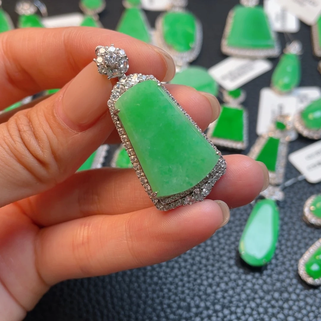 翡翠银S925镶嵌吊坠(不含链)