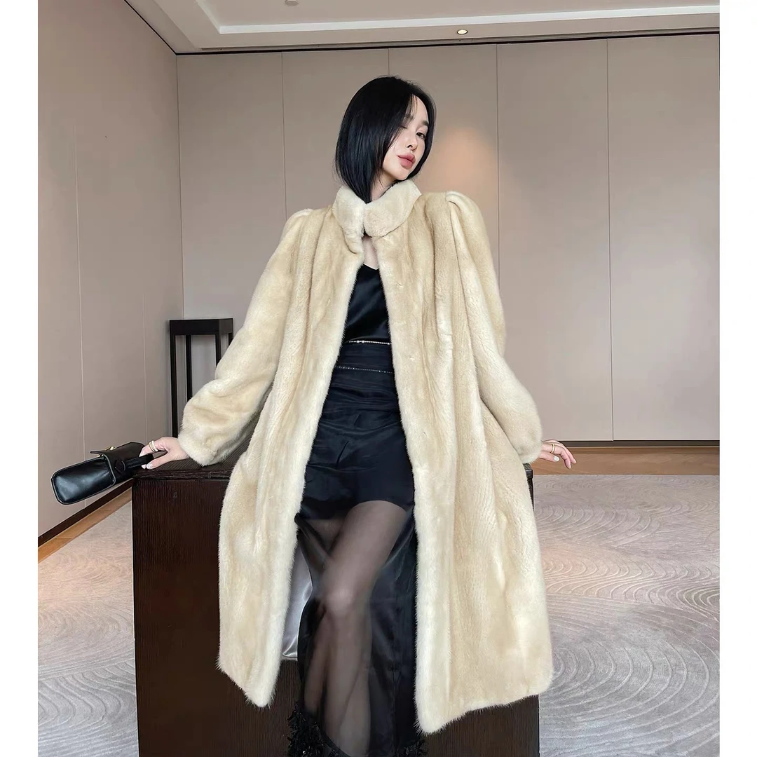 【坤哥】立领整貂貂皮大衣女紫标天鹅绒水貂皮草外套年轻款冬女款