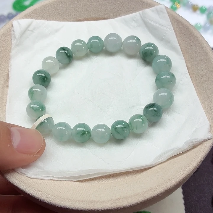 翡翠未镶嵌手链天然缅甸翡翠A货卡9-10