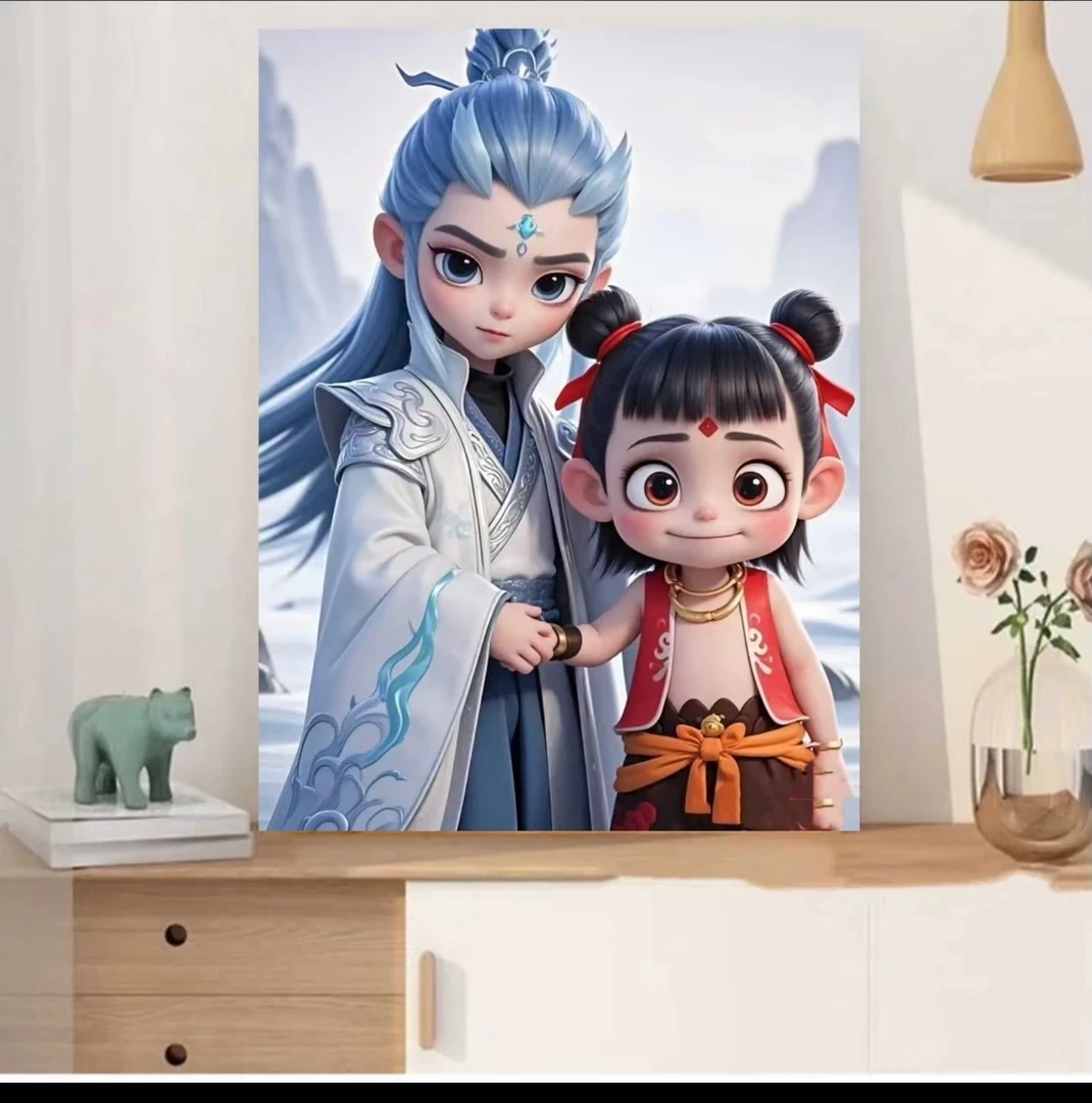 【120】哪吒闹海 大格60x80 满绣31色无勾边十字绣套件