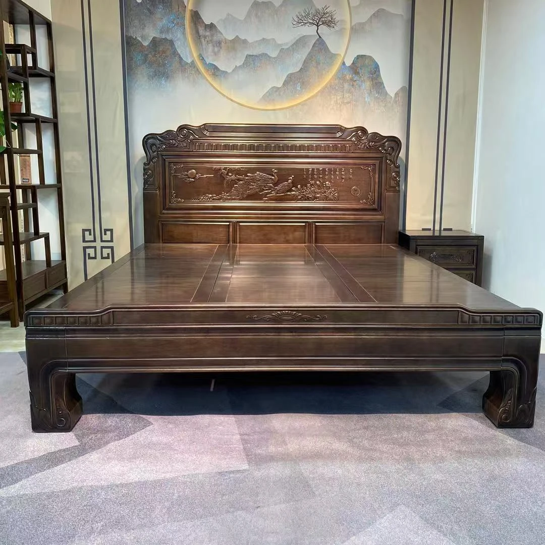 新中式大床家用全实木床雕花主卧床仿古床古典主卧全榫卯大床