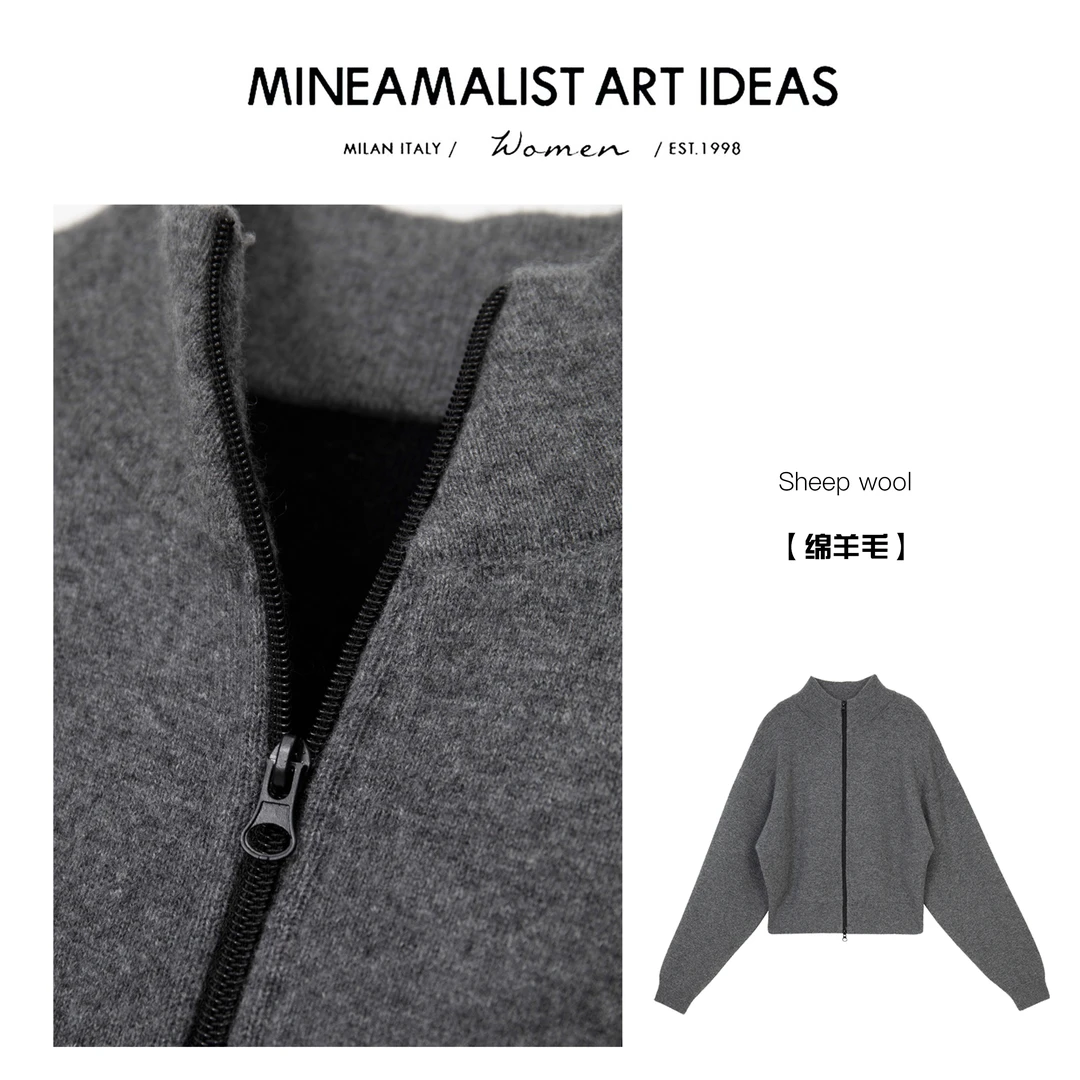 MINEAMALIST ART IDEAS极简立领羊毛拉链外套ZY1515