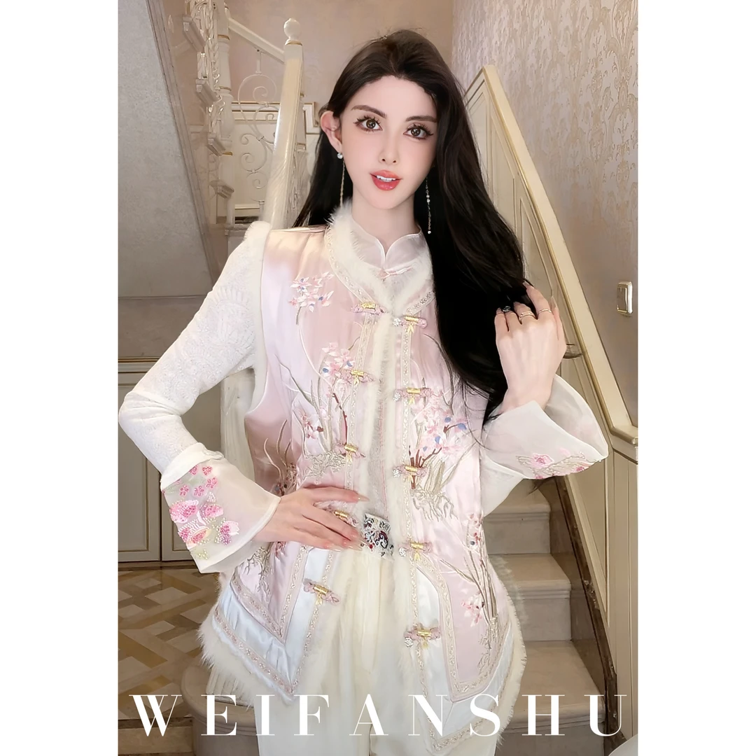 WEIFANSHU/魏凡舒【岚影浮生】秋冬新款重工国风刺绣新中式马甲外套