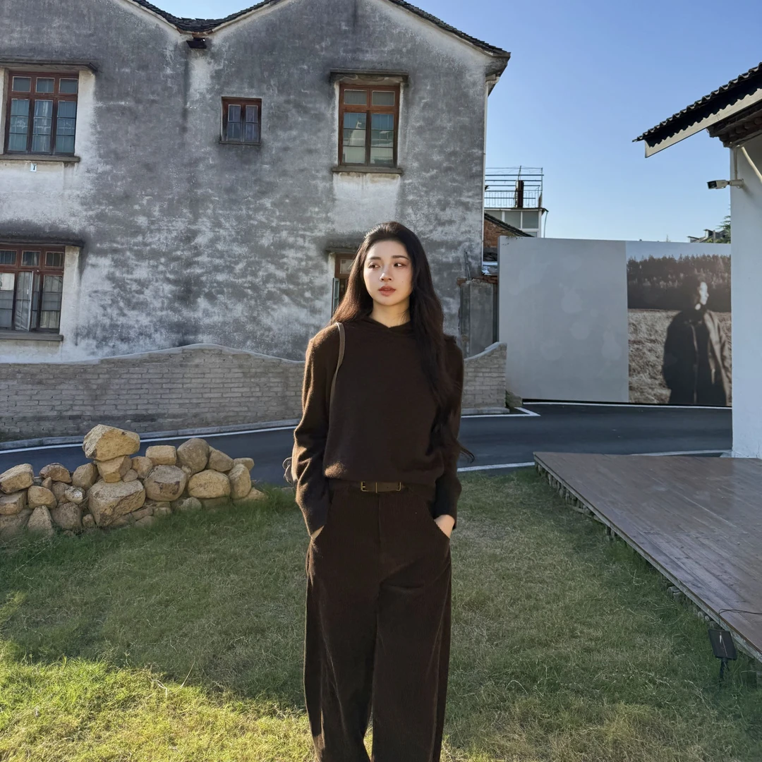 euri100牦牛绒丨原色系雪域藏地系列连帽保暖毛衣针织衫-MY6425