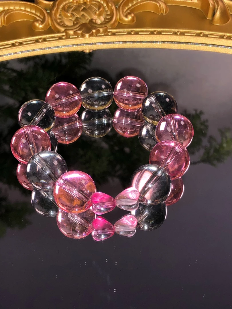 合金琉璃手链 琉璃未镶嵌黑粉diy手作手串手链