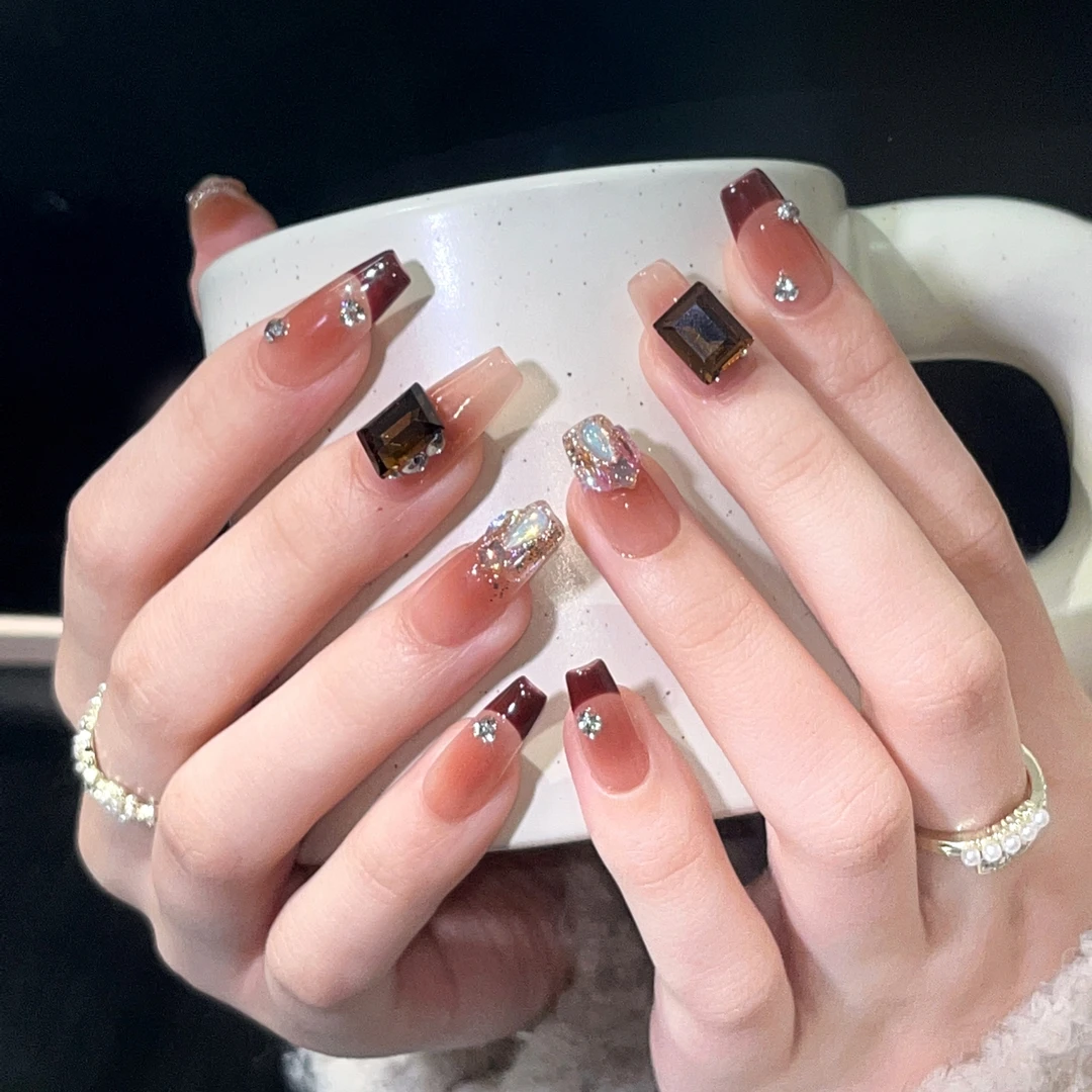 Rola nora 【蔷薇恋人】纯手工穿戴甲 渐变显白 气质款式 开春美甲