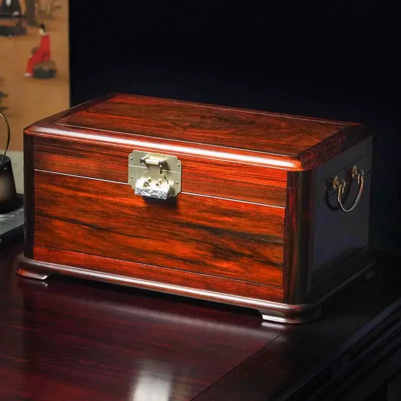 大红酸枝独板首饰盒超大号红木珠宝箱实木榫卯结婚陪嫁彩礼箱收纳