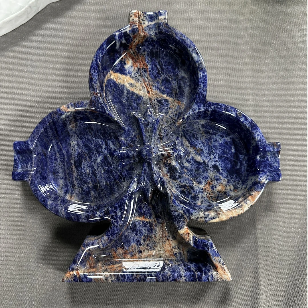 天然大理石奢石景泰蓝桃心果盘创意家用送人好礼