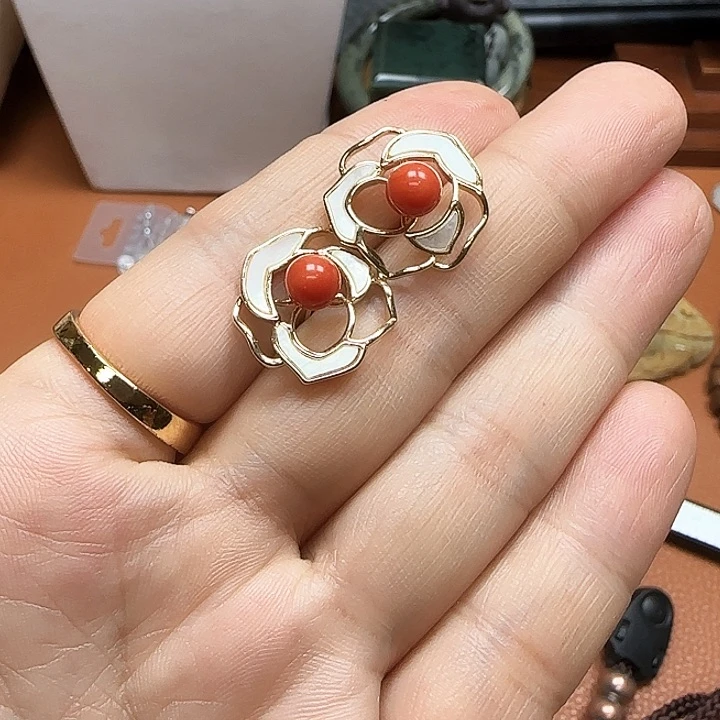 和田玉耳饰银S925镶嵌耀*