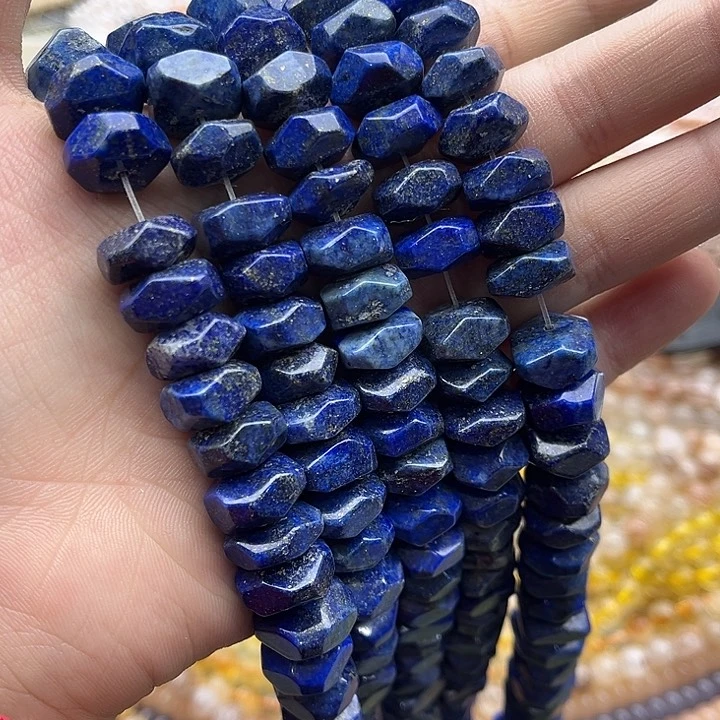 玛瑙/玉髓珠宝半成品未镶嵌一条12mm左右青金刻面算盘珠