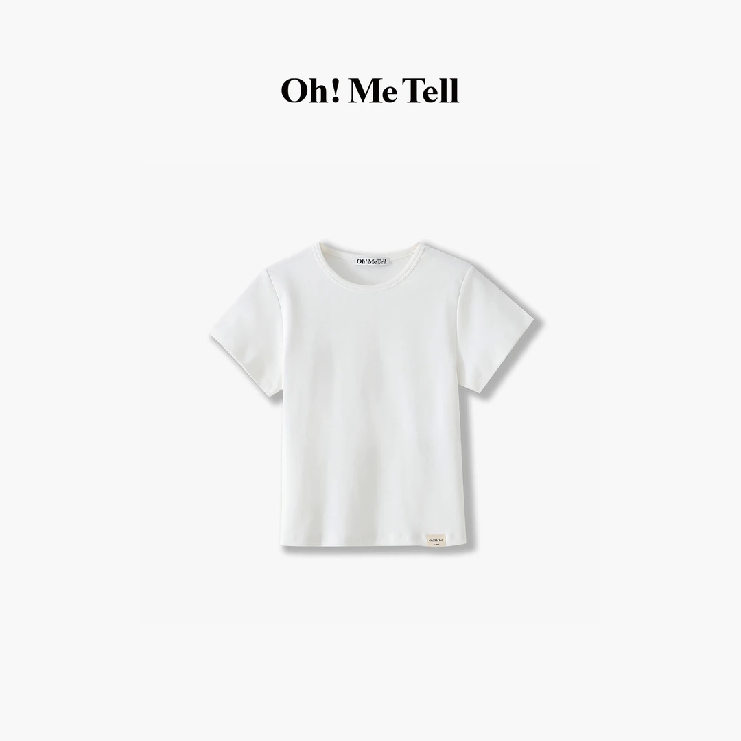 Oh！Me Tell【必入~小白标系列】基础简约百搭纯色圆领显瘦短袖T恤女