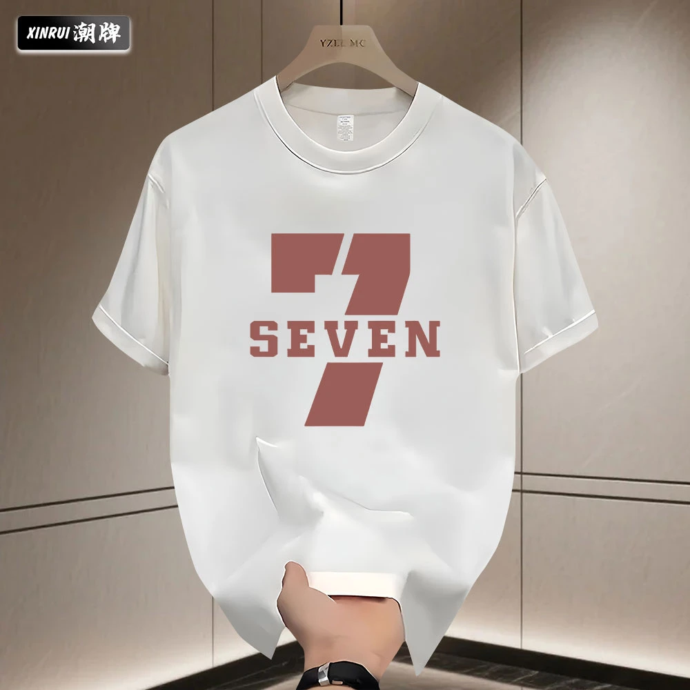 2025夏季美式简约个性印花纯棉潮流圆领重磅短袖宽松休闲百搭T恤