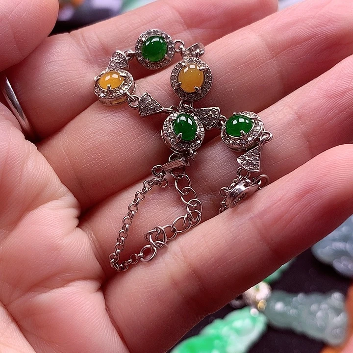 颈饰银S925镶嵌翡翠翡翠