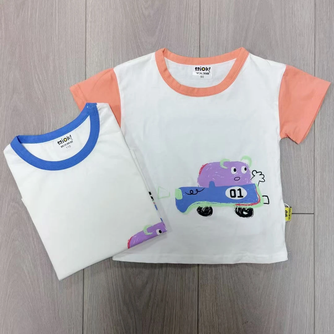 儿童夏季短袖T恤男童可爱圆领上衣打底衫 02113 02013