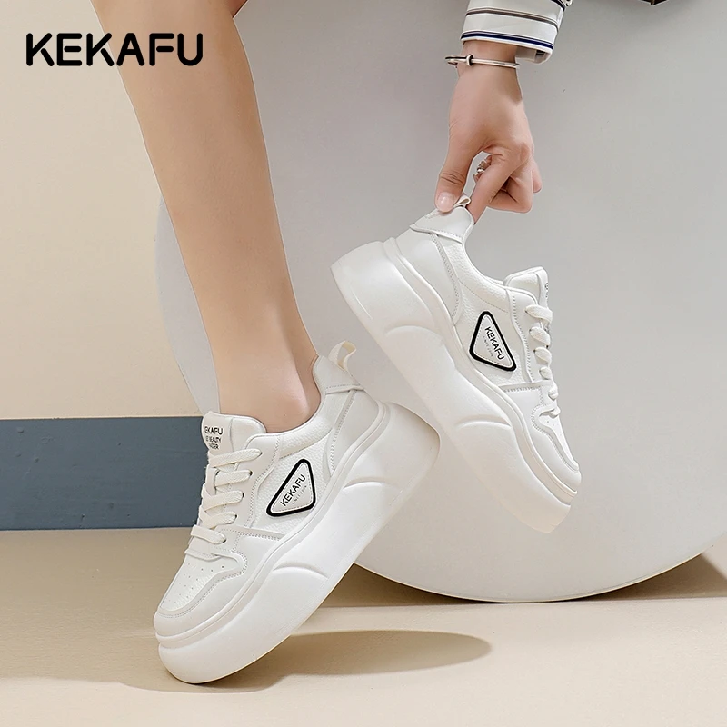 珂卡芙增高厚底运动鞋女款2025春季夏季新款休闲鞋百搭女鞋小白鞋
