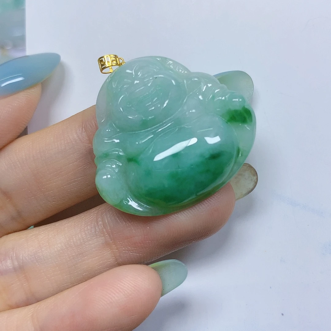 翡翠18K金镶嵌颈饰挂件