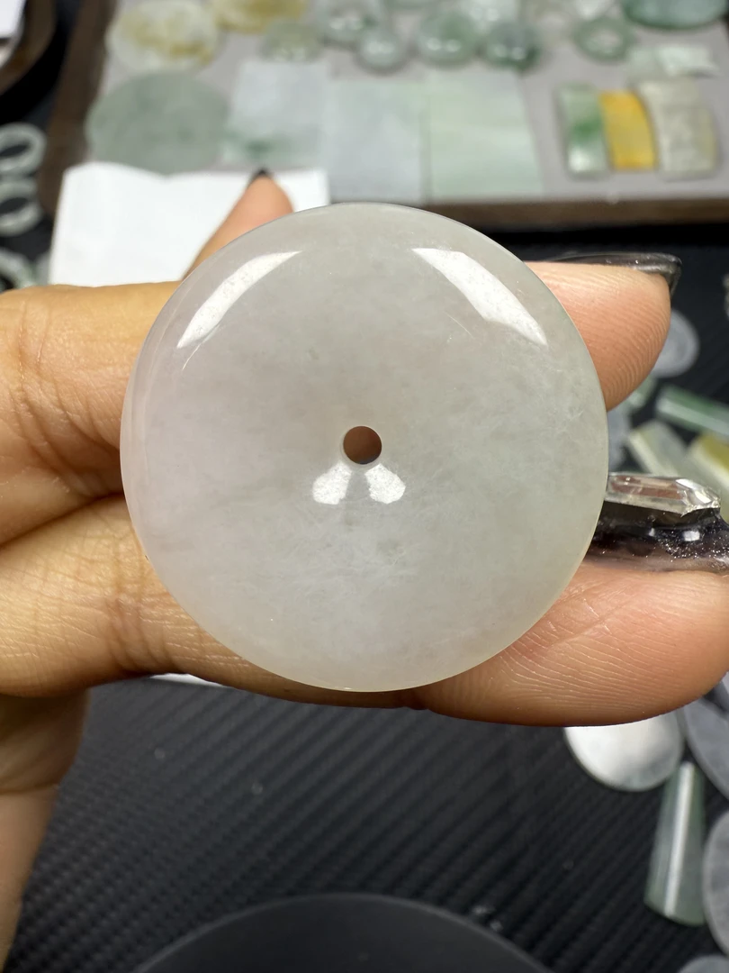 天然缅甸a货翡翠 平安扣 30*6.0