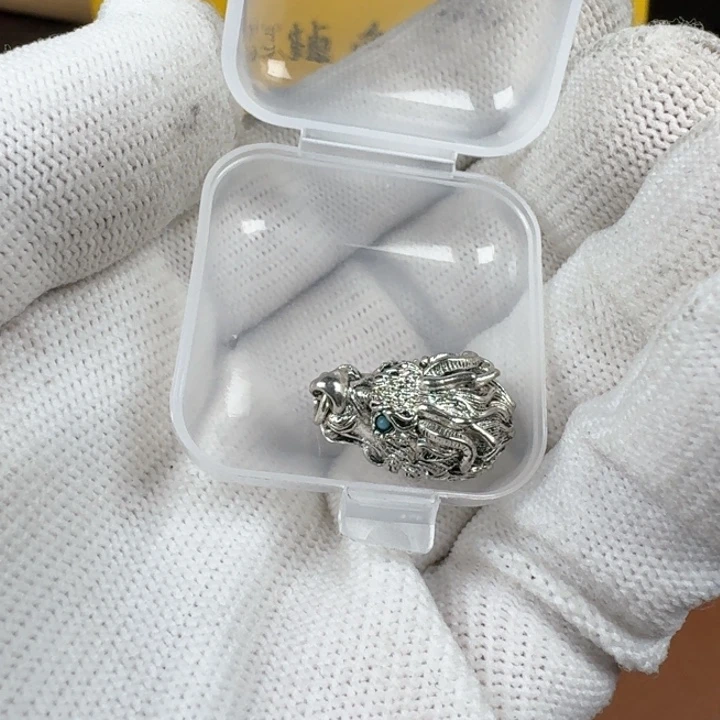 合成碳硅石铜合金文玩配饰龙头三通