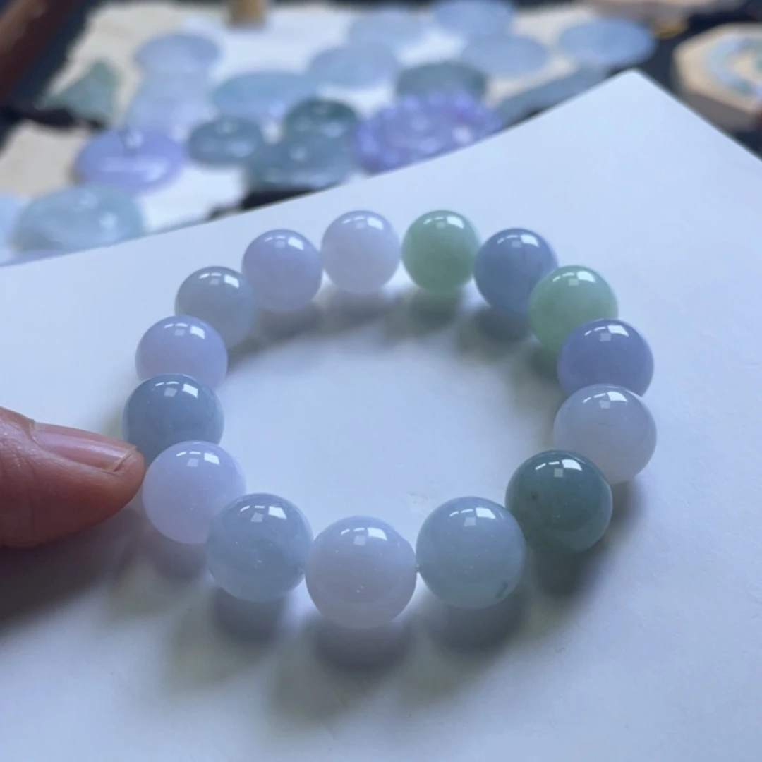 【闪购商品】未镶嵌手串翡翠翡翠糯冰马卡龙手串完美