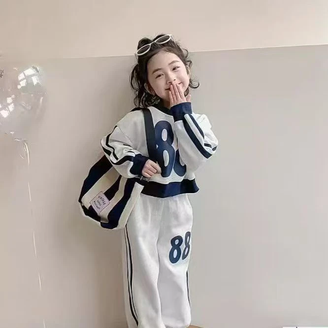 儿童卫衣春秋款撞色运动套装2025新款休闲时尚洋气卫衣两件套T
