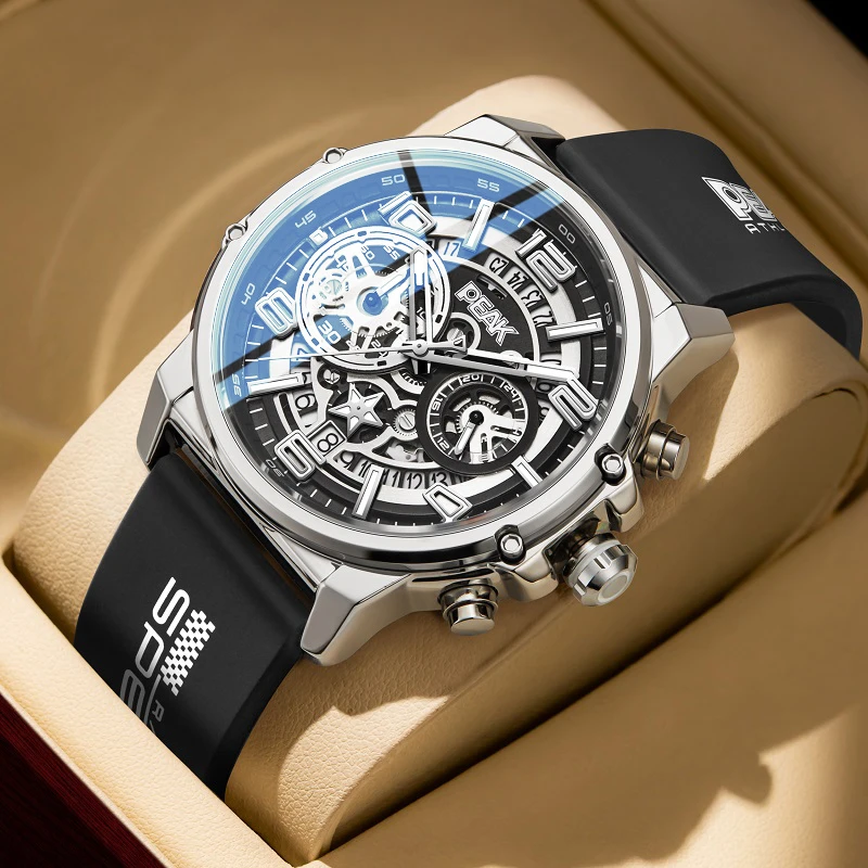 PEAK匹克高颜值男士硅胶手表新款时尚潮流全自动机械石英腕表防水