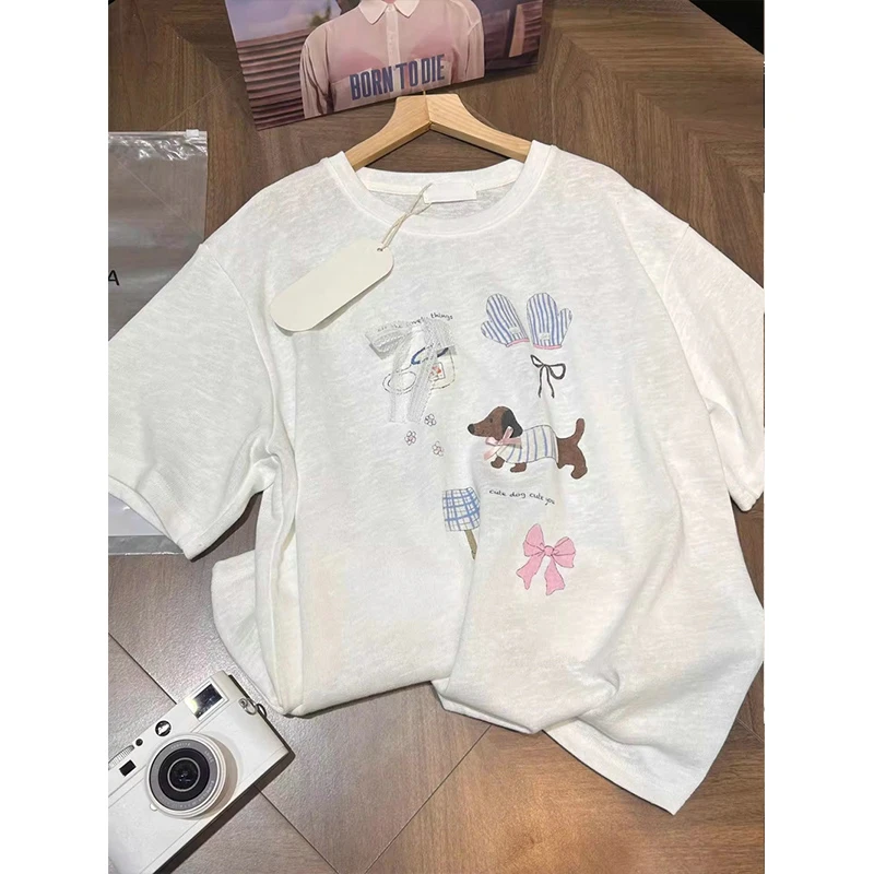 2025新款雪花棉夏季薄款短袖T恤女宽松显瘦大码胖mm白色上衣200斤