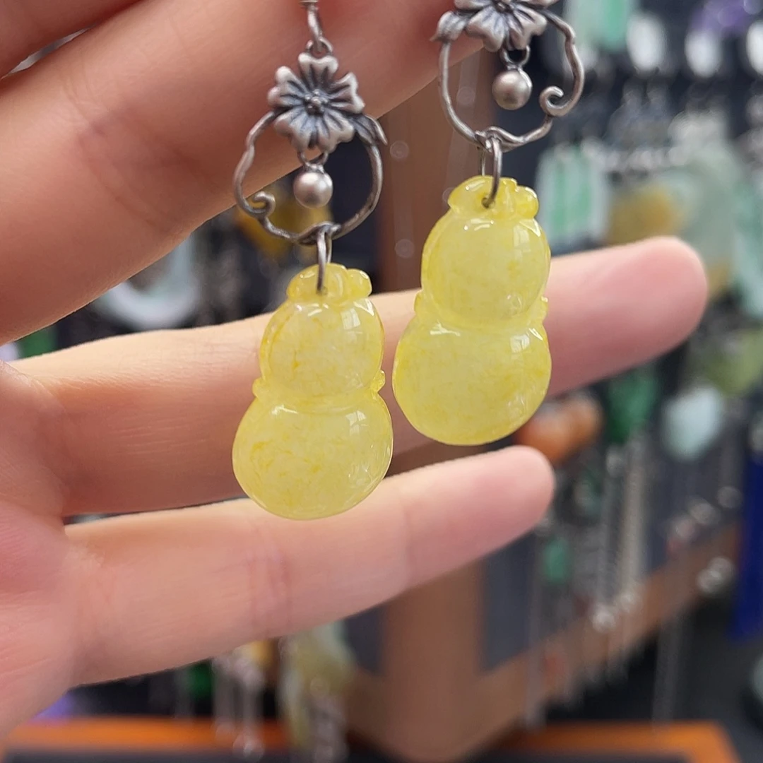 翡翠银S925镶嵌耳饰734xcvbh