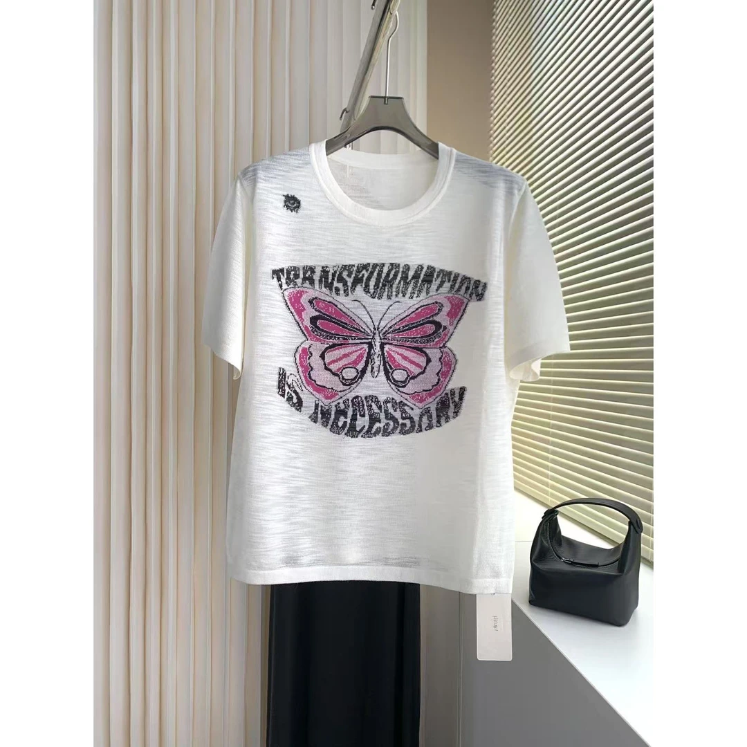 MU YUXI 新款圆领蝴蝶休闲上衣 HK481