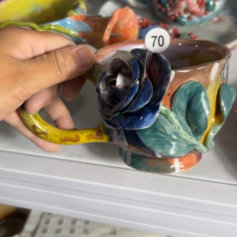 碗手工手捏咖啡杯壶承