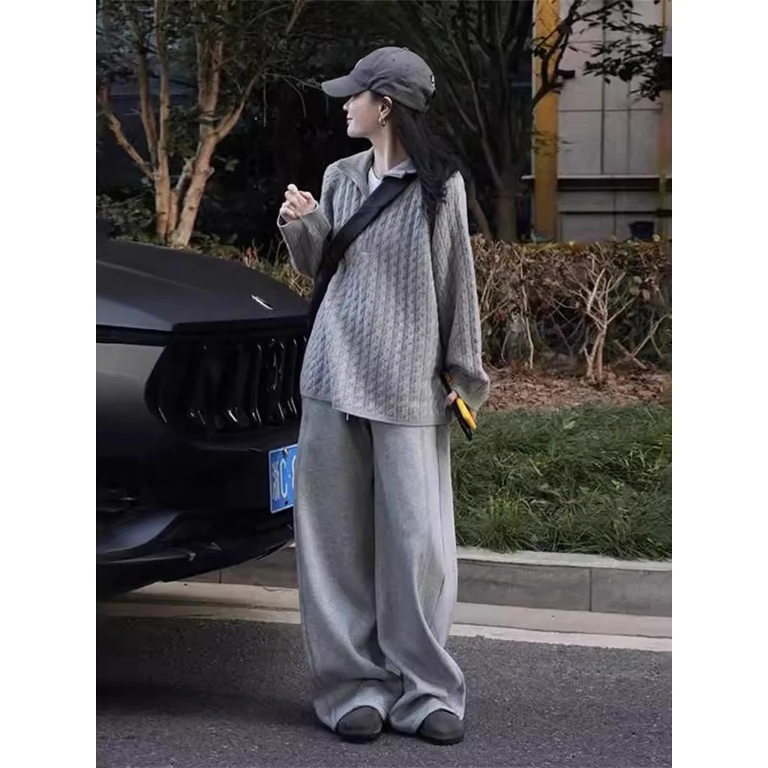 早秋流行穿搭一整套巨好看韩里韩气独特设计感漂亮慵懒风休闲套装