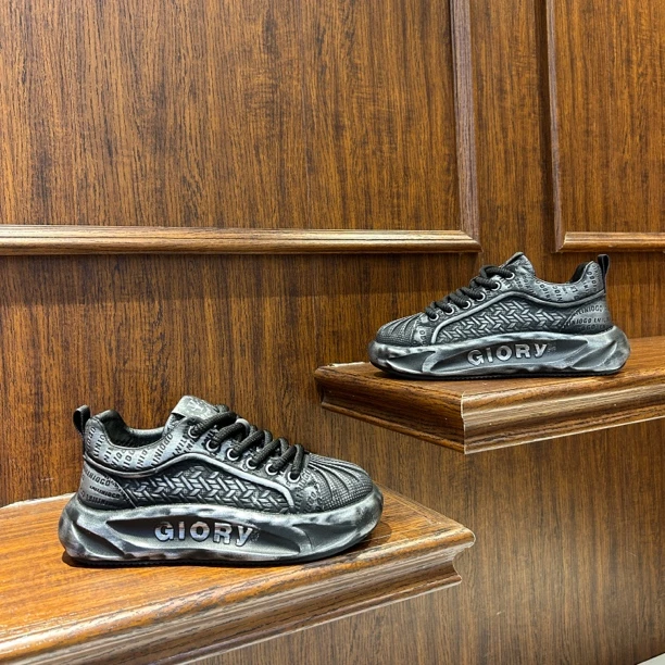 【文麒潮鞋】秋季新款男鞋皮面厚底韩版做旧百搭时尚潮流男士休闲鞋