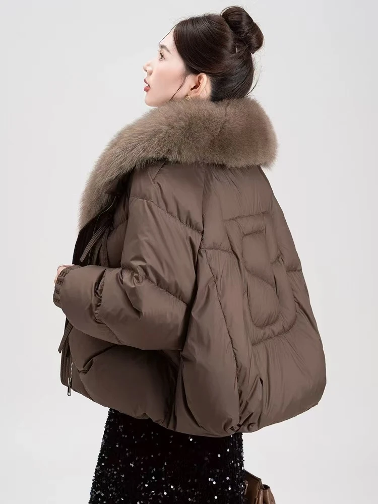 2025新款鸭绒大毛领短款时尚百搭小个子鸭绒羽绒服