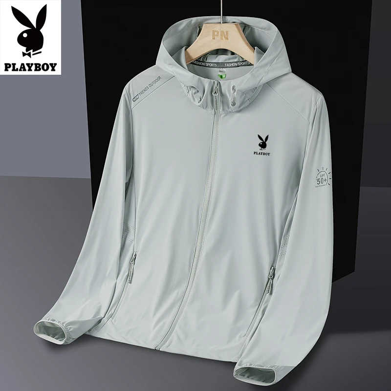 PLAYBOY/花花公子连帽防晒衣男夏季防晒衣透气冰丝女上衣情侣外套