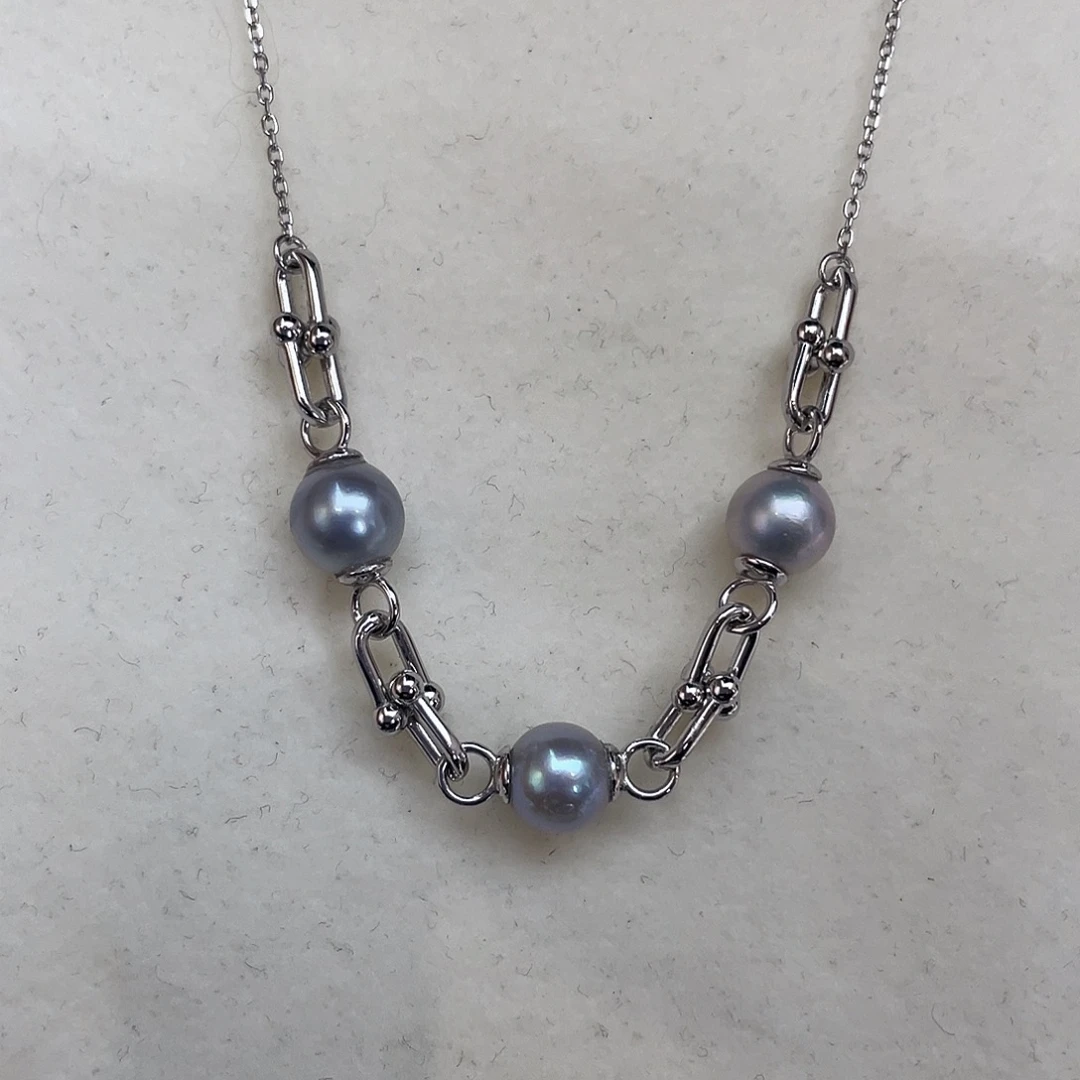 海水珍珠项链银S925镶嵌