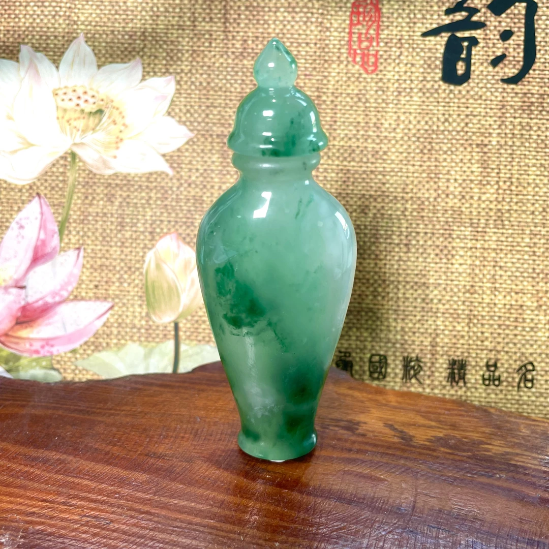 【古翠集】，非洲翠鼻烟壶高冰满绿