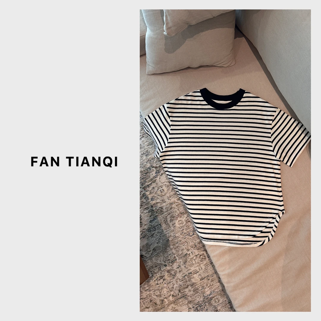 范天奇/FAN TIANQI【圆领条纹棉T】FJC52301