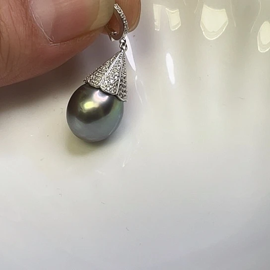 海水珍珠银S925镶嵌颈饰