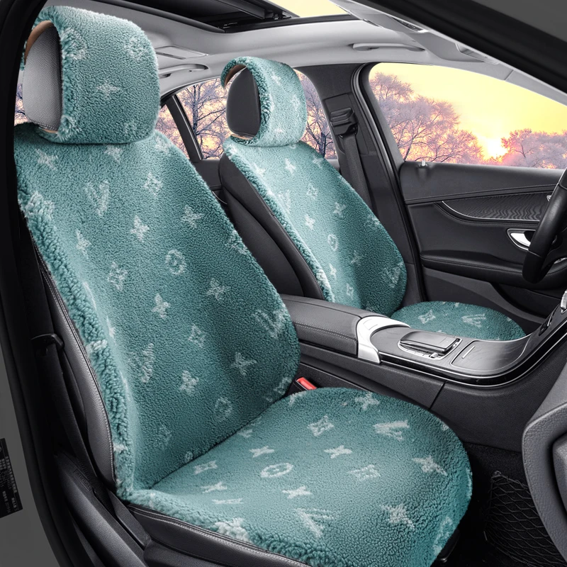 杰博士潮牌冬季保暖短毛绒汽车坐垫冬天羽绒垫五座小三件通用座垫