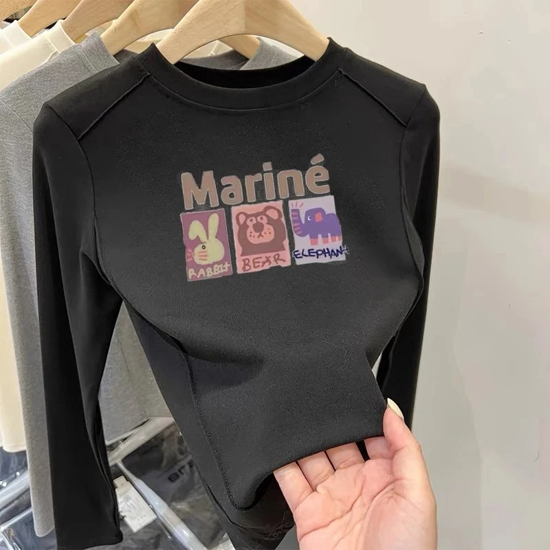 儿童长袖卡通印花T恤男女童柔软打底衫洋气百搭上衣韩版新款内搭