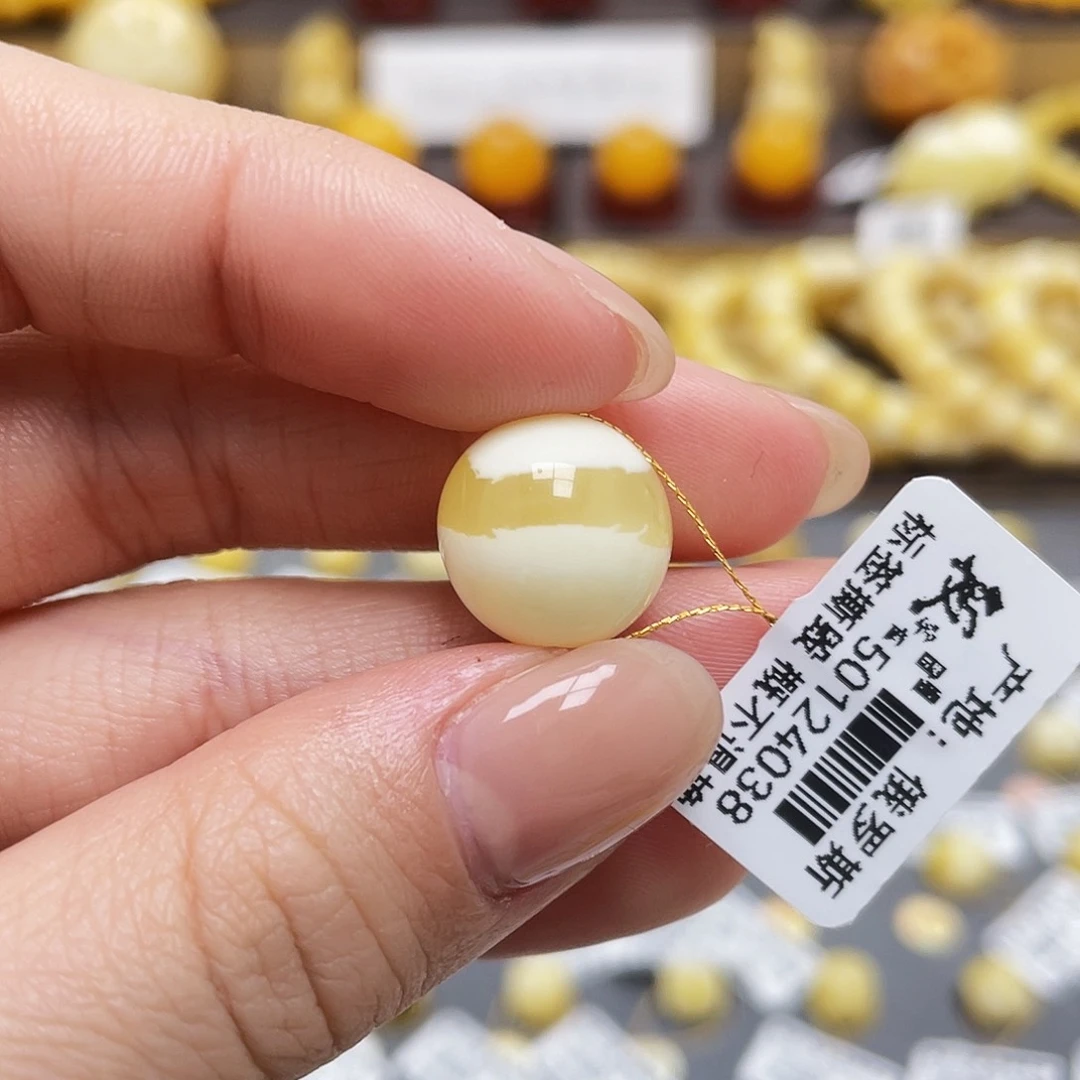 琥珀裸石未镶嵌蜜蜡圆珠13mm