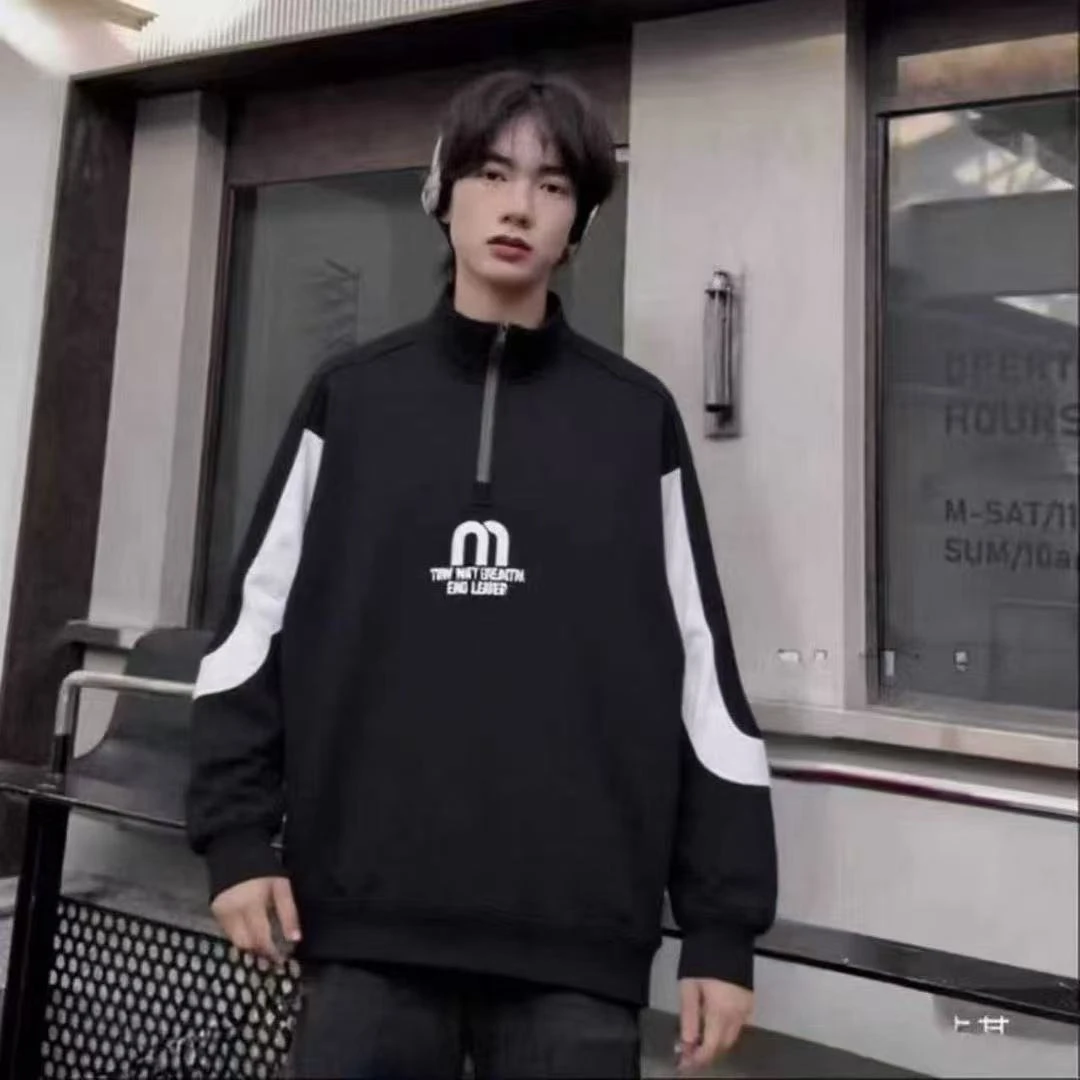 男童青少年秋款字母印花M半拉链高领卫衣 F5528(140-180)