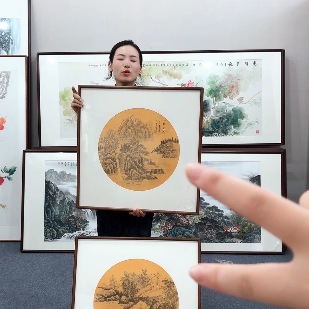 国画手绘作品60*60尺寸一对