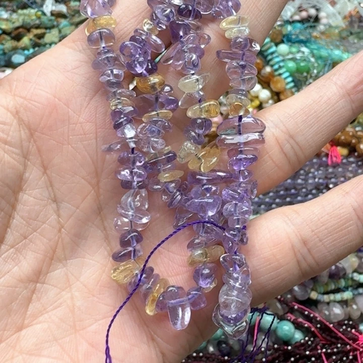 合金玛瑙/玉髓珠宝半成品一条紫黄晶