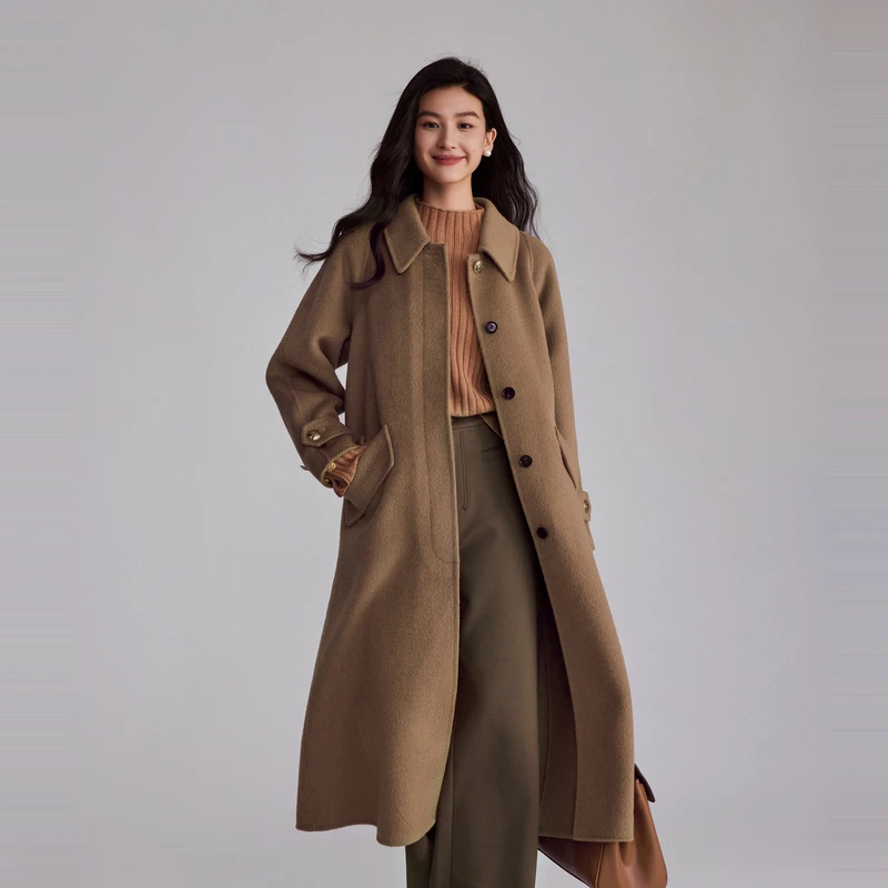 【达人专属】OBEG欧碧倩复古长毛双面呢大衣10484125