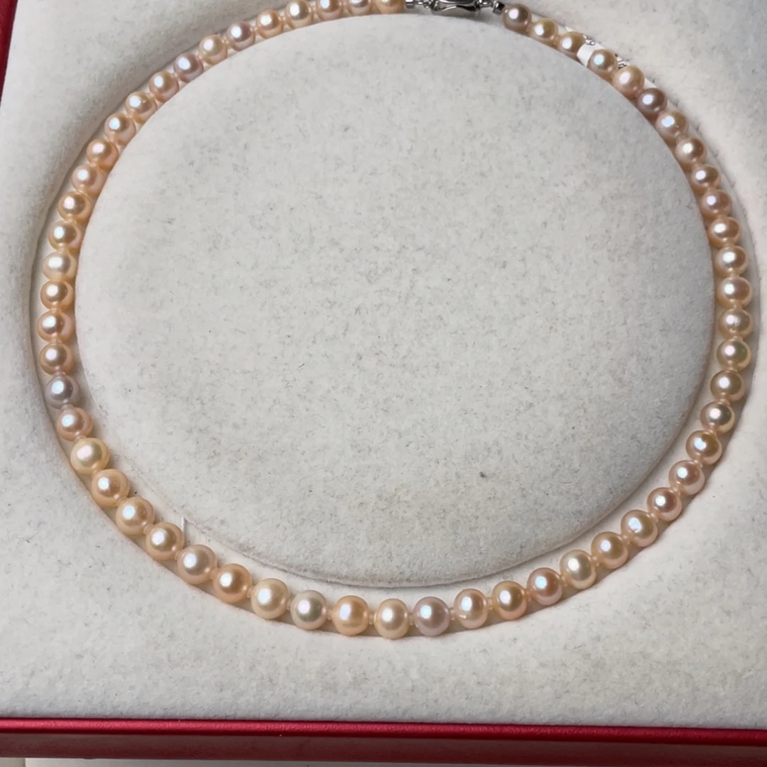 银S925镶嵌淡水珍珠颈饰7-8mm无核