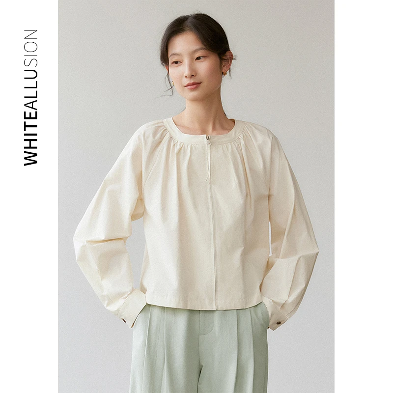 清仓【1665】圆领新款小众设计感纯色宽松高级感外套