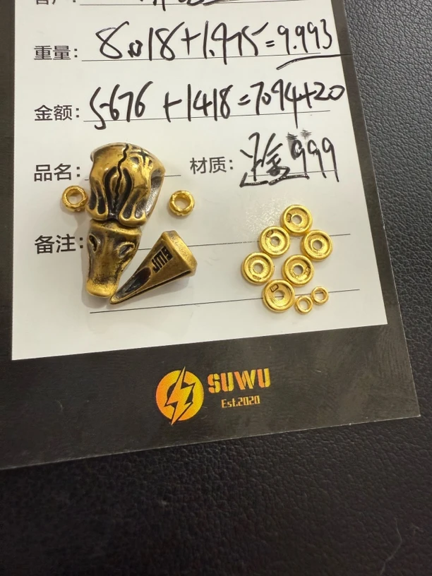 足金999电黑鸟三通隔片配饰