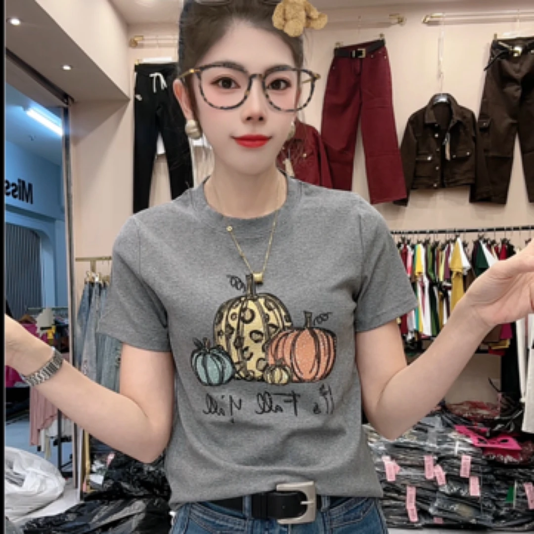 月月家，四季小南瓜烫钻修身上衣008