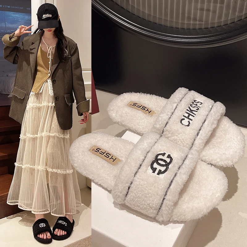 毛毛拖鞋女款2025新款秋冬季外穿时尚百搭大牌平替毛绒棉拖鞋平底